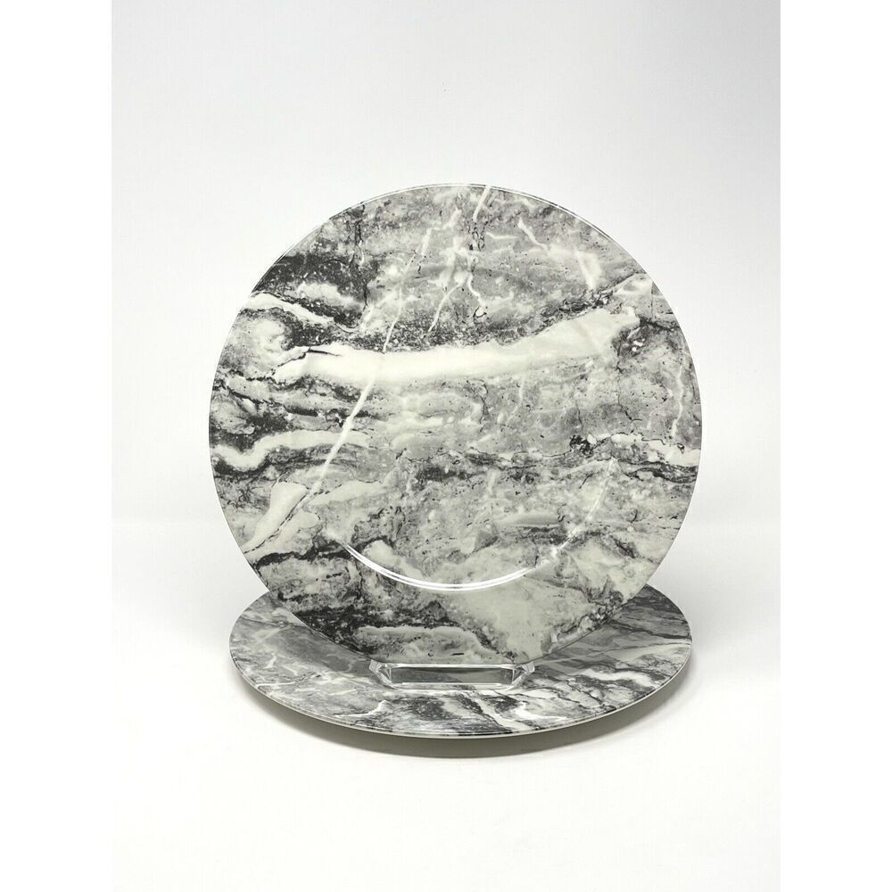 Villeroy & Boch Ravenna 12” Porcelain Gray Marble Service Plate Charger Set Of 2